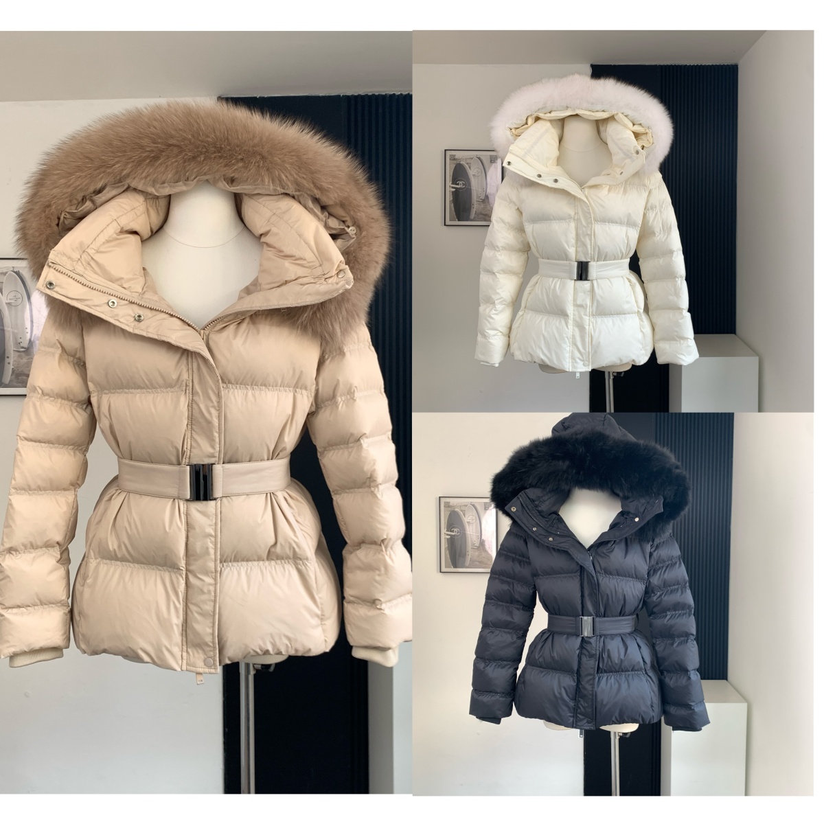 2025韩国90白鸭绒加厚羽绒服冬季新款真狐狸毛连帽收腰显瘦中长款