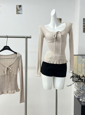 Fri11 '收腰神器'方领褶皱显瘦内搭打底