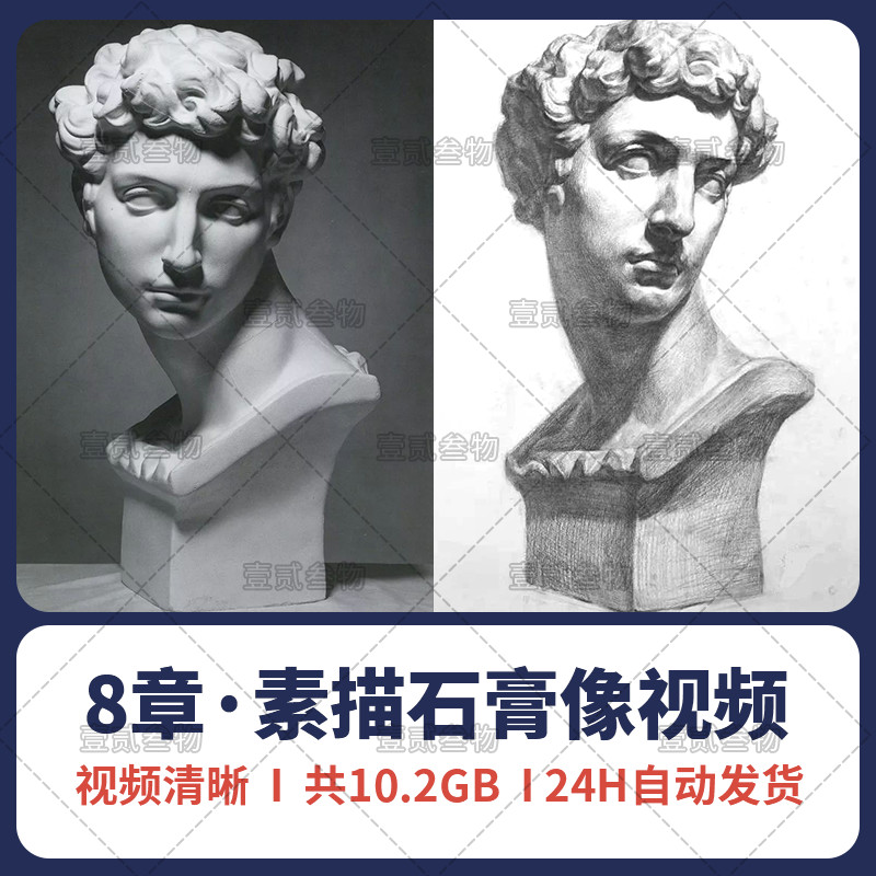 73素描石膏像写生临摹视频教程设计素材/源文件