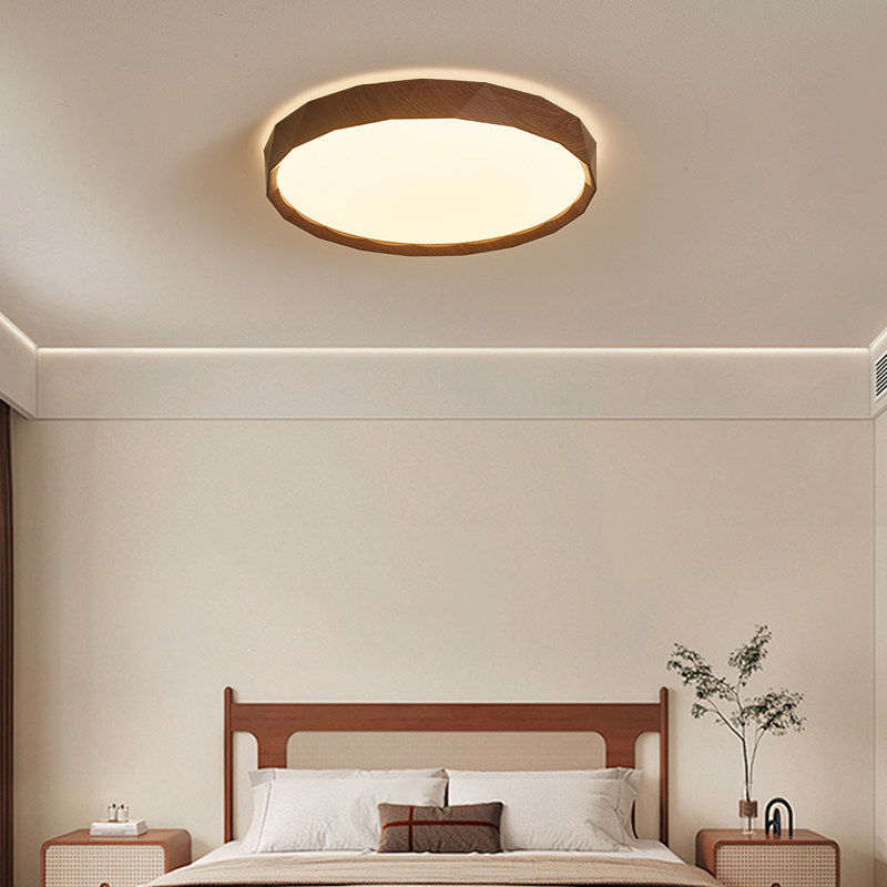 中古风卧室吸顶灯led护眼法式复古侘寂胡桃木色餐厅书房阳台灯具