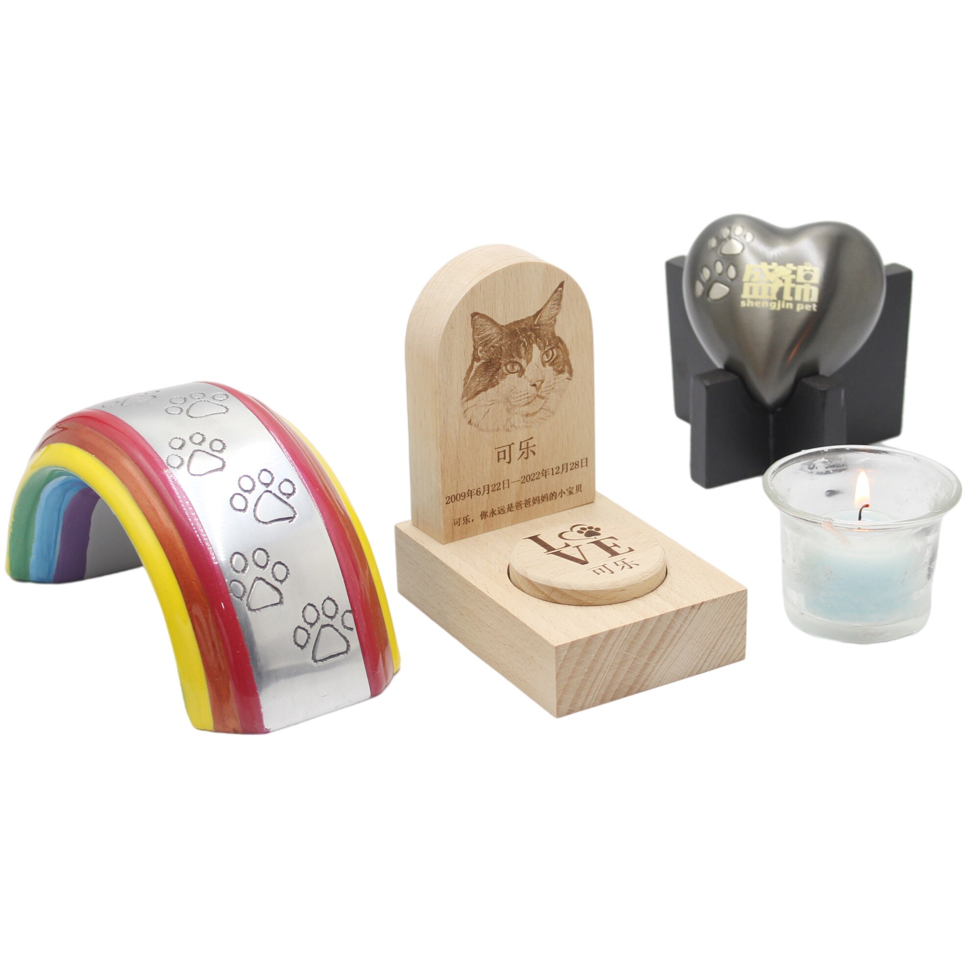 盛锦宠物纪念榉木小木碑私人雕刻照片文字订制彩虹桥猫狗毛发收纳