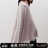 WOMEN 波点拼接蕾丝长裙 缎光面料 JCAESAR 侧双拉链 可翻腰头