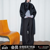 WOMEN 斜领系带长款 双面呢大衣 JCAESAR 羊毛混纺 宽松羊毛外套冬