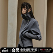 WOMEN 烟囱领螺纹袖 毛呢夹克 JCAESAR 澳洲羊毛混纺 立领多种穿法