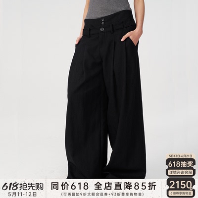 JCAESAR双腰前插袋打褶长裤