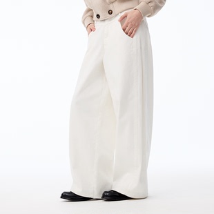 型裤 JCAESAR 13盎司进口丹宁弯刀版 侧打褶阔腿白牛仔裤 子 WOMEN