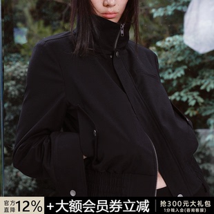 WOMEN 铆钉装 格纹拼接黑夹克 多穿着形式 饰 短窄版 JCAESAR