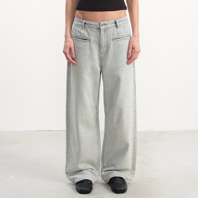 JCAESAR WOMEN 浅蓝香蕉牛仔裤 自然水洗 土耳其丹宁 直筒裤