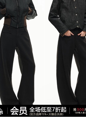 JCAESAR WOMEN工字褶毛呢香蕉裤 高克重 羊毛混纺 宽松阔腿休闲裤