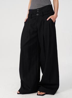 JCAESAR PLEATED PANTS 双腰前插袋打褶长裤 慵懒感 阔腿休闲裤