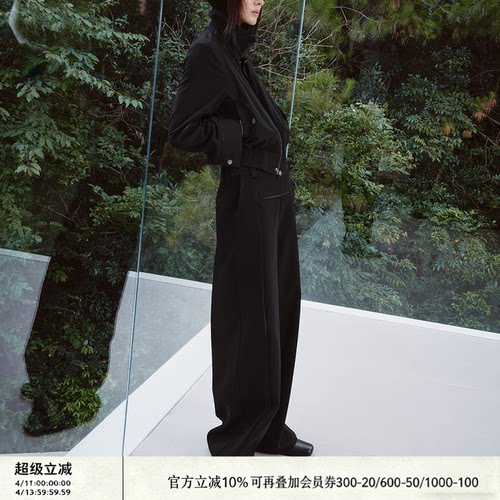 JCAESAR WOMEN 打褶袋鼠裤 TR面料 裤型挺阔 前片袋鼠口袋 侧打褶