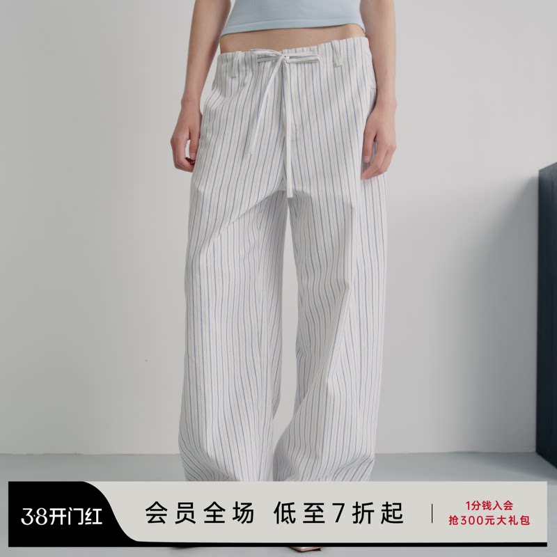 JCAESAR DRAWSTRING PANTS 条纹蓝白抽绳香蕉裤 流畅立体百搭