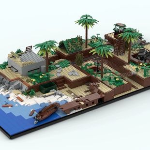 新品二战废墟战壕大型军事基地场景阵地拼装益智积木高难度玩具