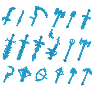 我的世界武器装备兼容人仔积木枪弓箭镐子铲斧头锄头三叉戟增强包