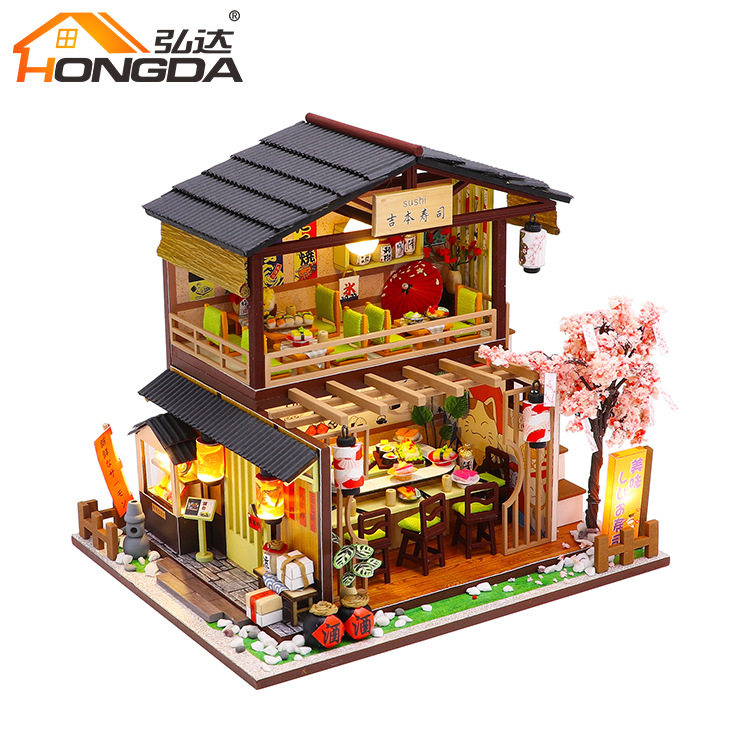弘达日式和风小屋手工制作模型diy日式小屋吉本寿司创意生日礼品