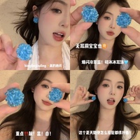 夏天 藍(lán)色手工串珠繡球花朵耳環(huán)耳夾女無耳洞耳釘適合春天的耳飾