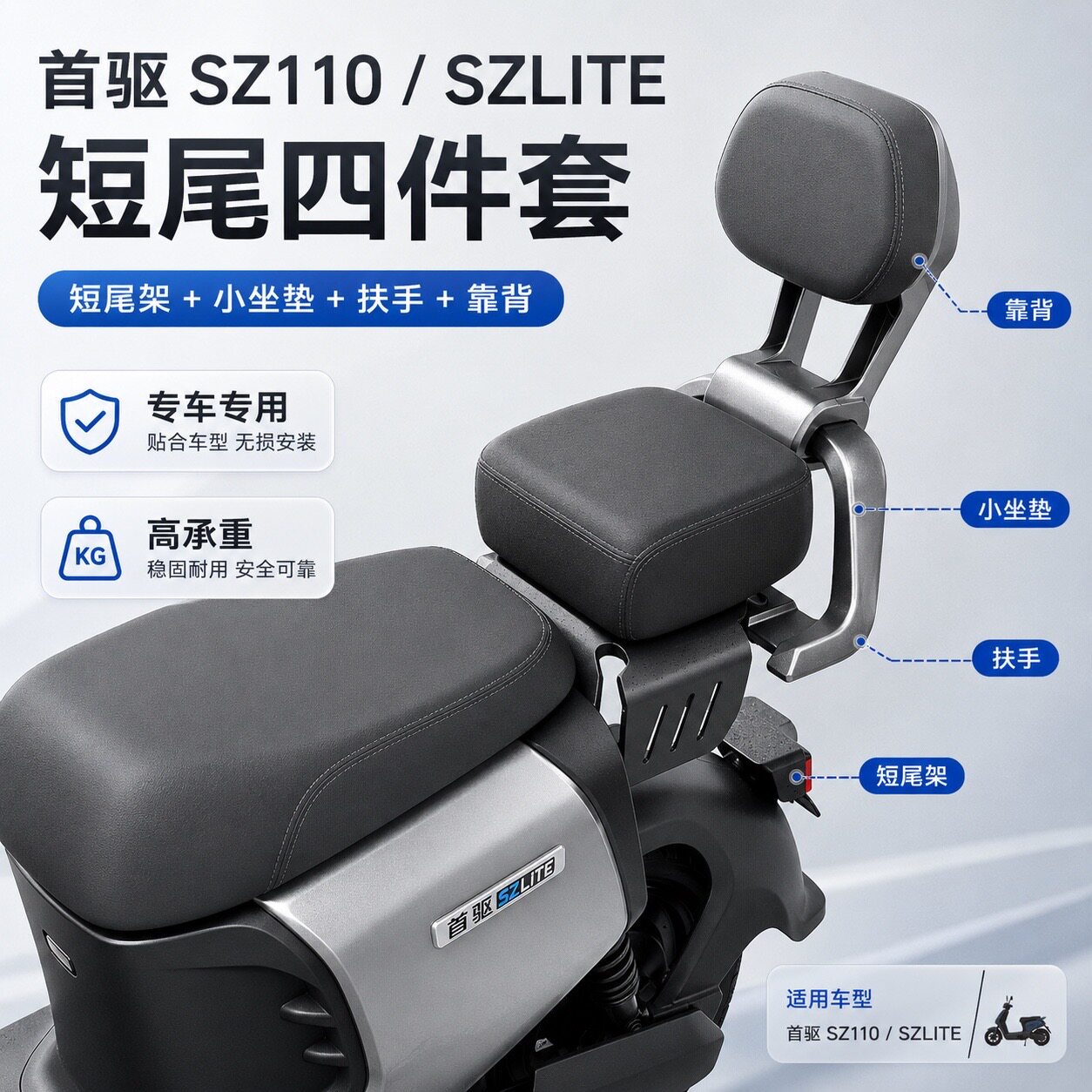 适配首驱SZ110短尾后座四件套图片