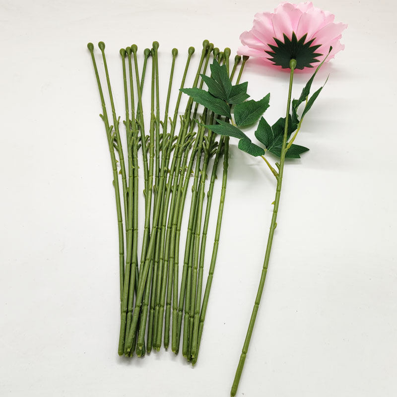 40cm丝带牡丹花手工丝网牡丹花花杆手工diy铁丝高仿真花杆花枝