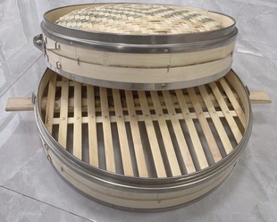 齐明蒸笼上下不锈钢包口蔑笼大竹笼外径51.3上口49.5商用蒸包笼