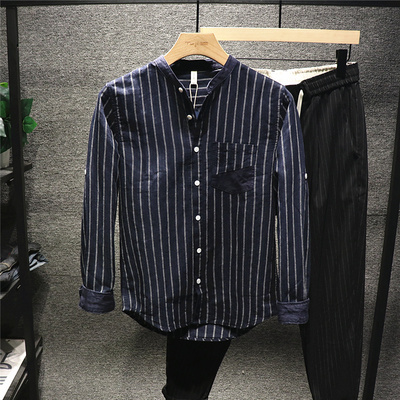 男士宽松美式长袖衬衫