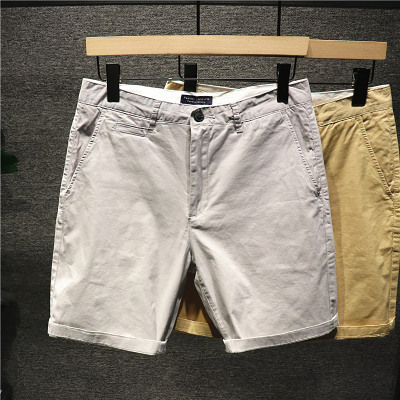 夏季简约纯色休闲短裤男士直筒