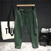 男 潮ins宽松纯色九分休闲裤 man意式 极简轻奢主义精梳棉直筒裤