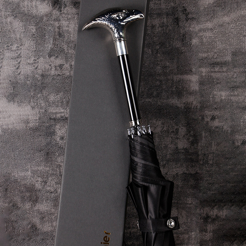 Danmunier游隼自动长柄雨伞双人大号动物手柄纯色抗风雨伞创意伞