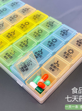 药盒早中晚一周七天分格药品大容量便携装药物随身分装方便吃药盒