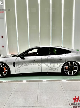 小鹏p7+KT猫车贴拉花凯蒂猫m03 奔驰260 sy7特斯拉y3卡通车身贴纸