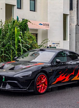 SU7 YU7火焰车贴拉花特斯拉3 y小鹏P7蔚来ET5T 3系车身个性贴纸