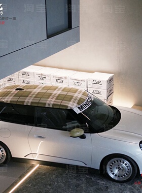 宝马MINICooperF56电动MINI J01牛油果格纹车贴拉花F54 定制贴纸