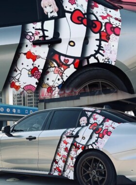 领克03KT猫车贴拉花特斯拉Y 3蔚来ET5T小鹏M03库洛米立柱定制贴纸