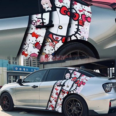 领克03KT猫车贴拉花特斯拉Y 3蔚来ET5T小鹏M03库洛米立柱定制贴纸