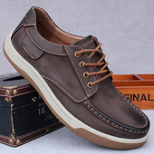 外贸真皮男鞋 复古磨砂牛皮鞋 男开车鞋 春秋季 英伦休闲皮鞋 男系带