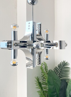 意大利中古风格金属太空时代吊灯包豪斯镀铬客厅餐厅设计艺术吊灯