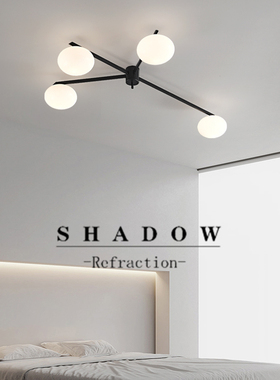 极简全铜吸顶灯客厅餐厅卧室书房设计师款高端北欧轻奢黑色主卧灯