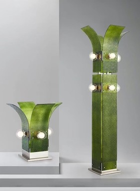 包豪斯玻璃落地灯展厅客厅设计师北欧现代简约软装绿色氛围立灯