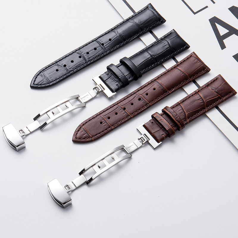 Leather strap watch band parts men and women Butterfly buckle watch chain Substitution Longines Tissot Mido CASIO DWin the Wristwatch , Fitting  category - from Buy2taobao.com to provide professional Taobao agent buy service