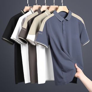 翻领半袖 t恤夏季 冰丝薄款 商务休闲潮牌衣服 爸爸装 男士 polo衫 短袖
