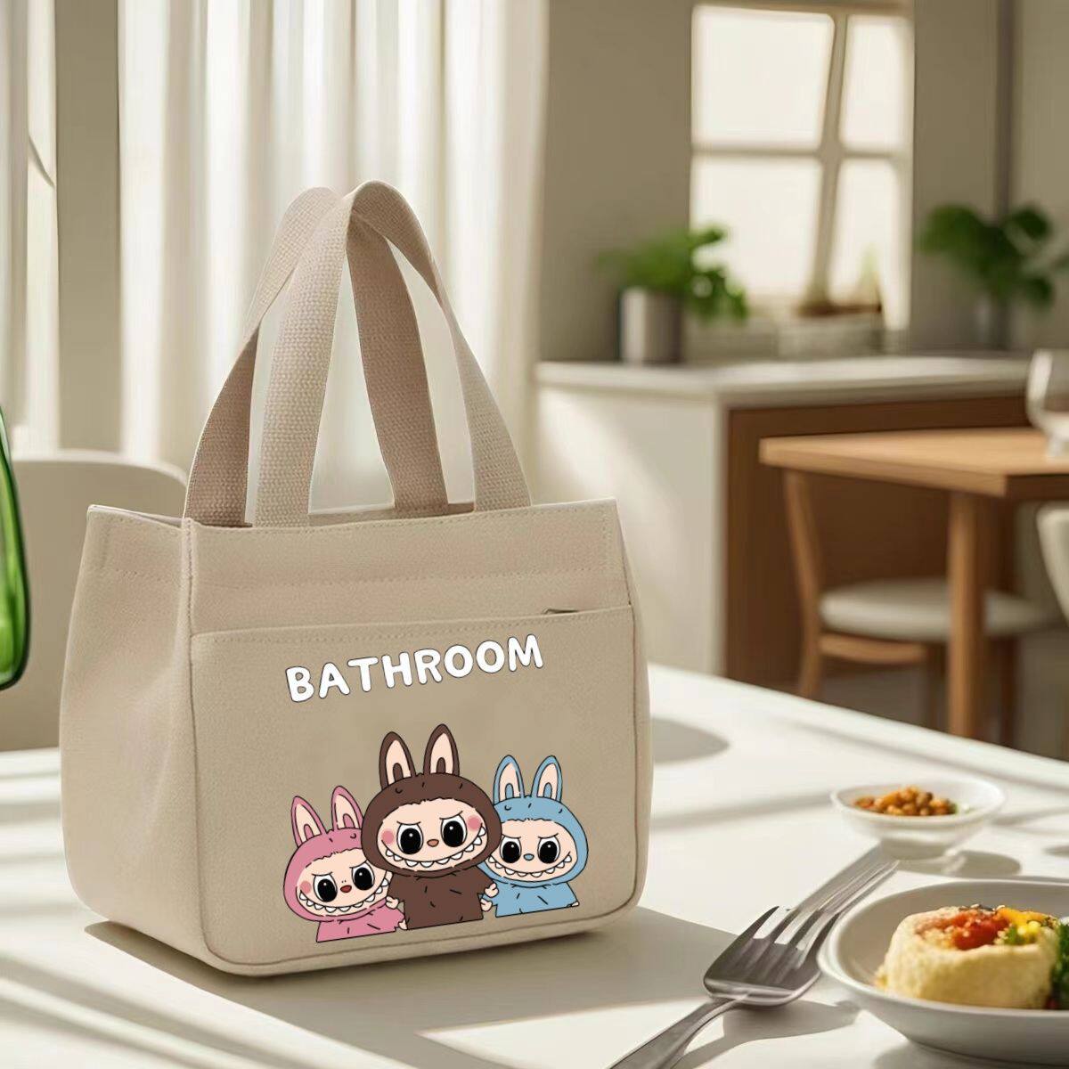 卡通手提包简约2026新款高颜值饭盒袋大容量妈咪包带午餐便当包