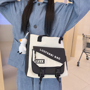 日系帆布包女大容量ins慵懒风斜挎包小众学生党上课单肩托特书袋