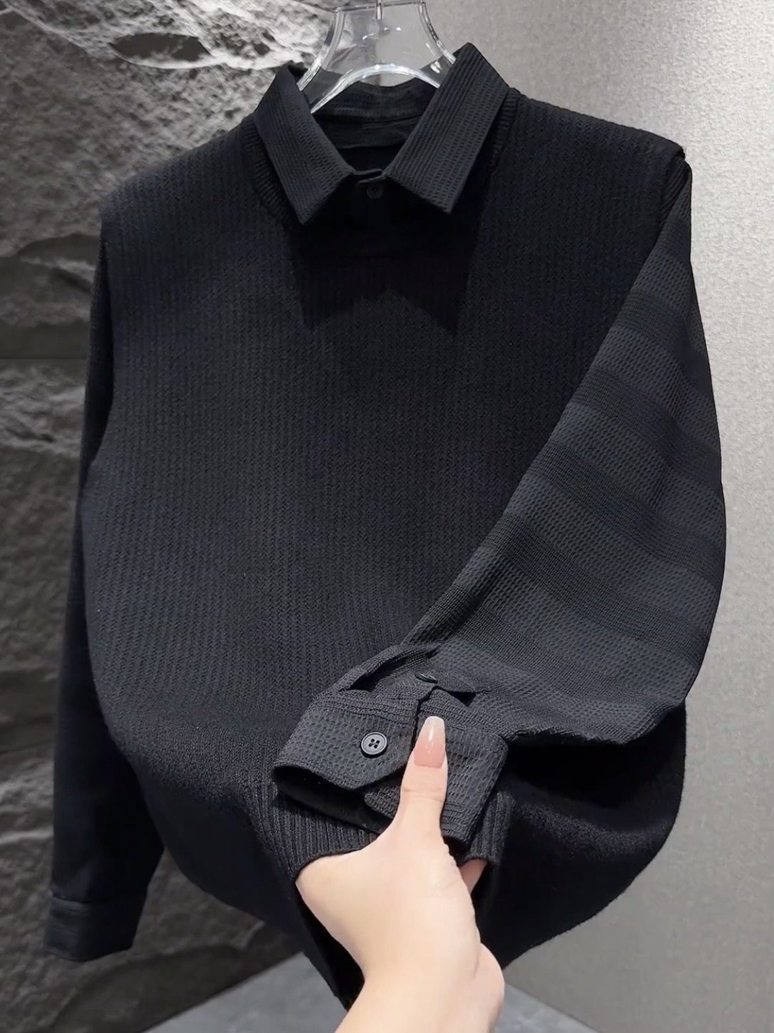 冬季男士翻领假两件针织衫2025时尚潮流简约百搭休闲保暖打底衫男,男装,针织衫/毛衣,淘宝优惠券,粉丝福利购,淘宝优惠卷