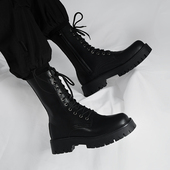 英伦风高帮真皮工装 机车靴男士 增高冬季 马丁靴男款 新款 高筒皮靴子