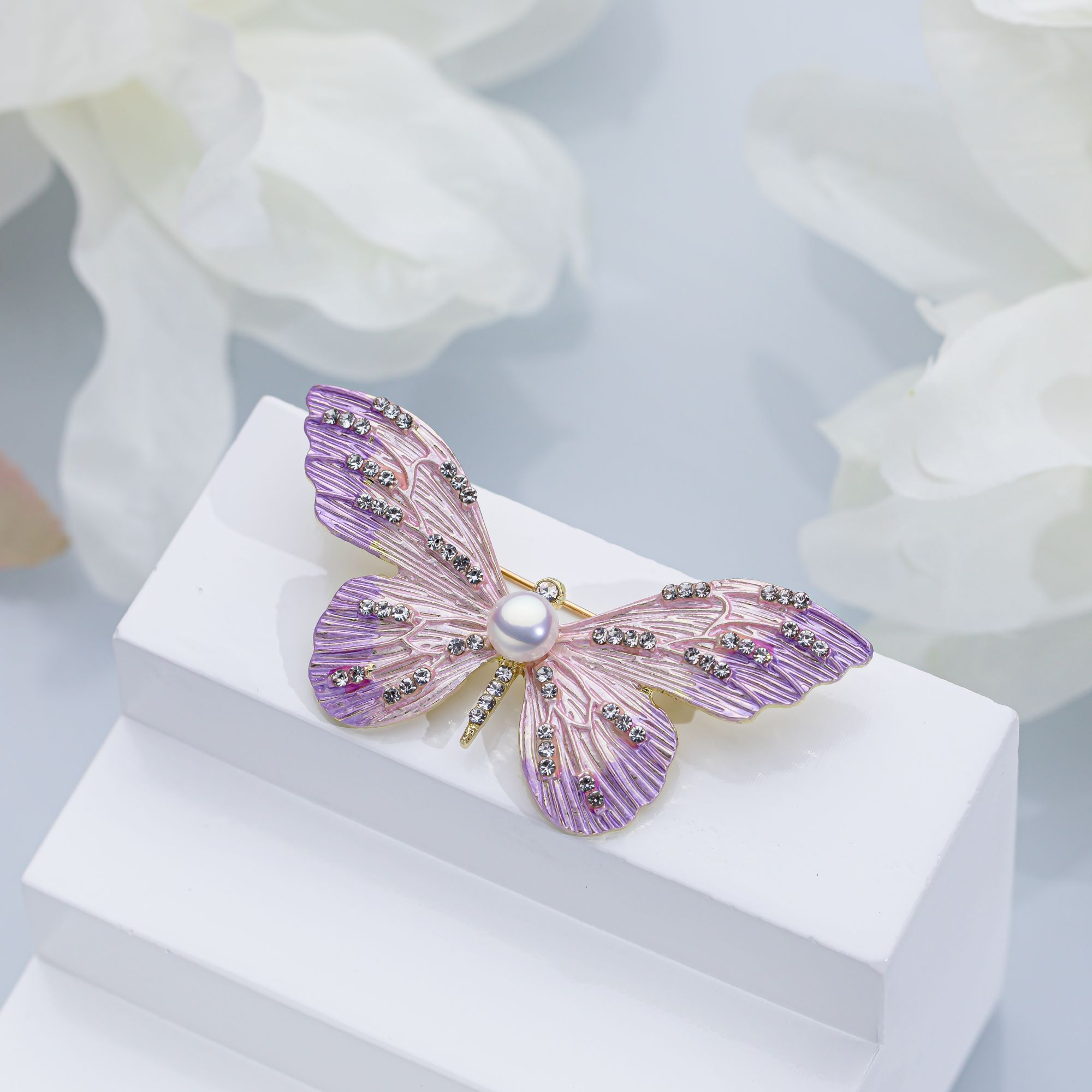 “粉紫蝴蝶”珍珠胸针6-7mm 2341H00DY