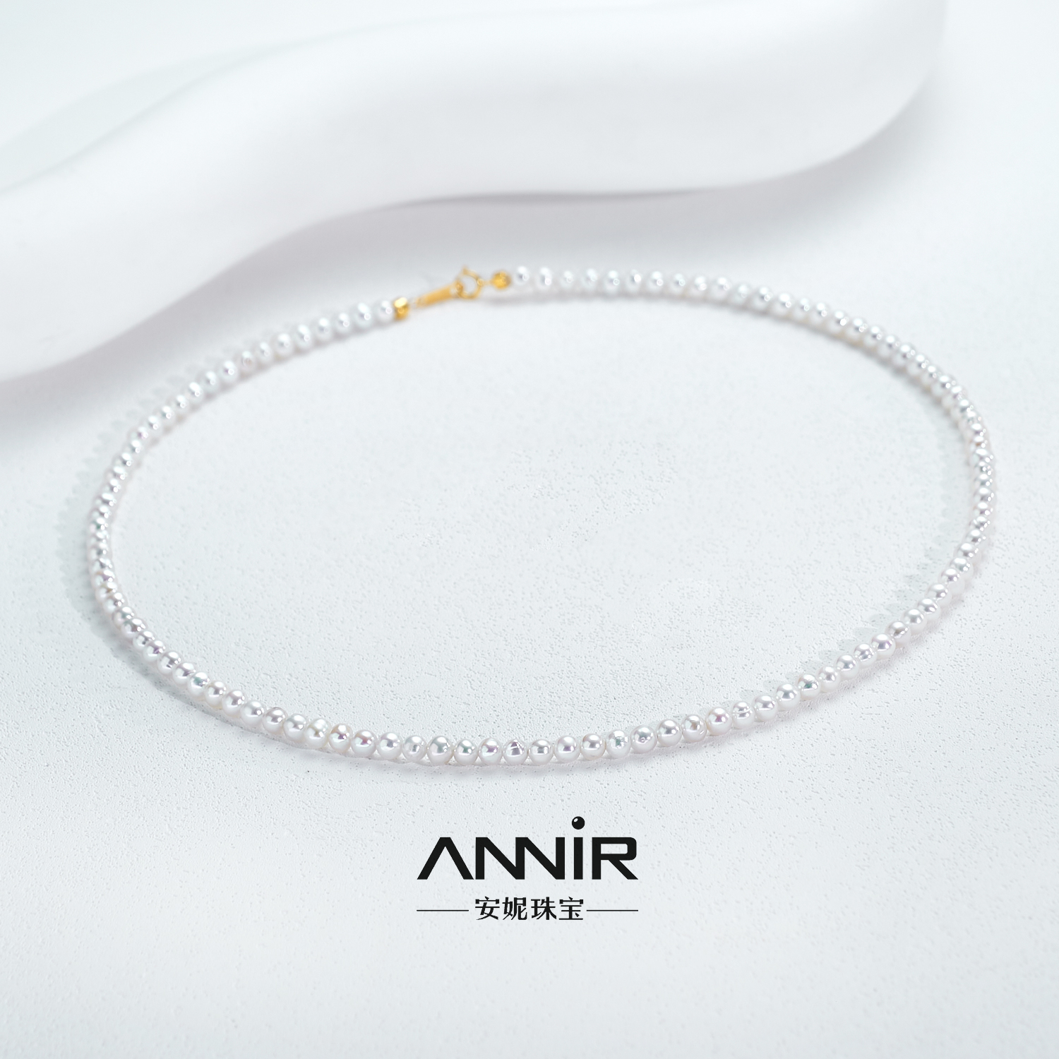 亮爆小米18K金 3-4mm baby珠珍珠项链（含扣子约42cm）1637H00DY