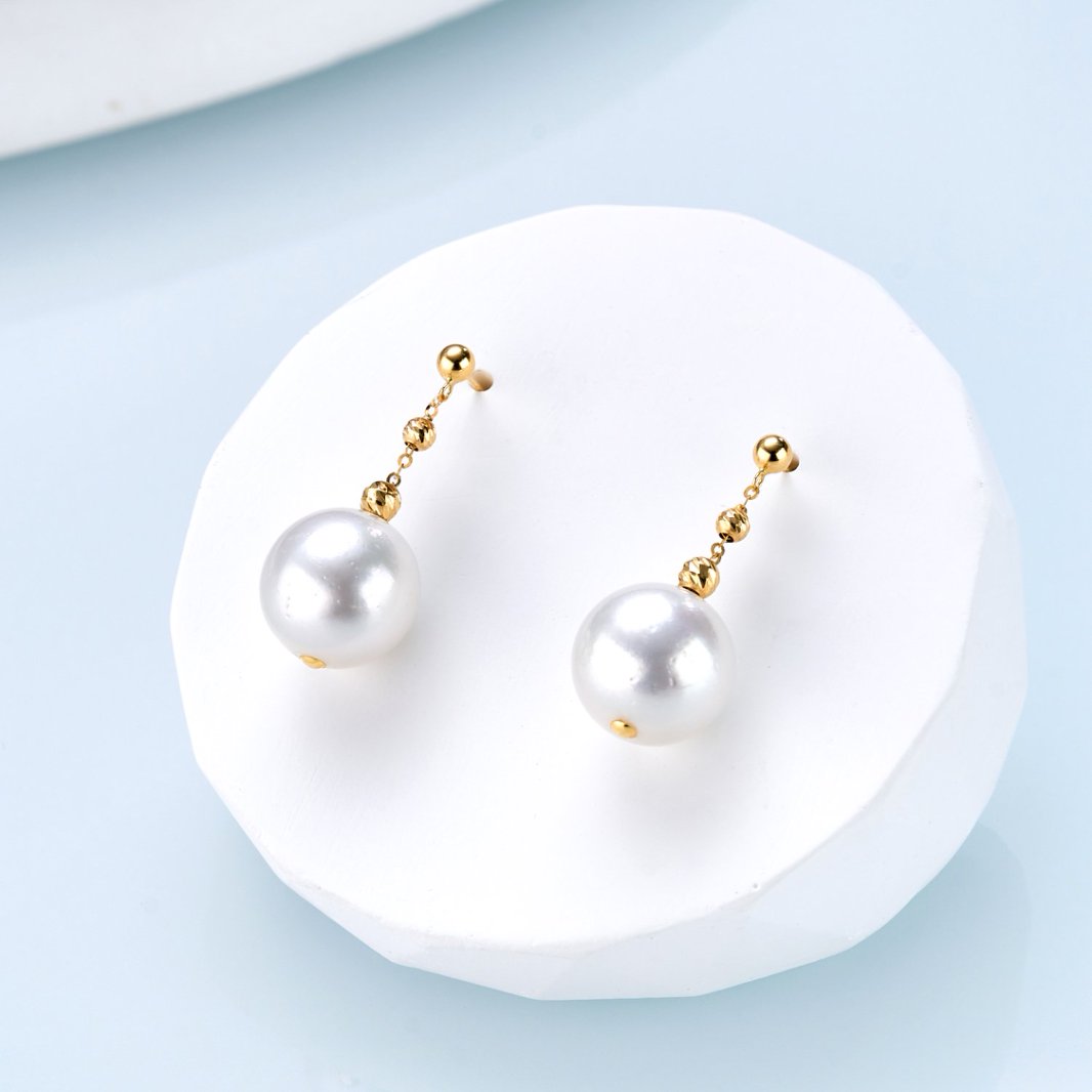 海水澳白珍珠耳钉 18K金（原创设计11-12mm 多样性发一 2714H00DY