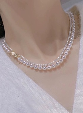 “欧若拉”极光双层珍珠项链3-6mm 2700H00DY