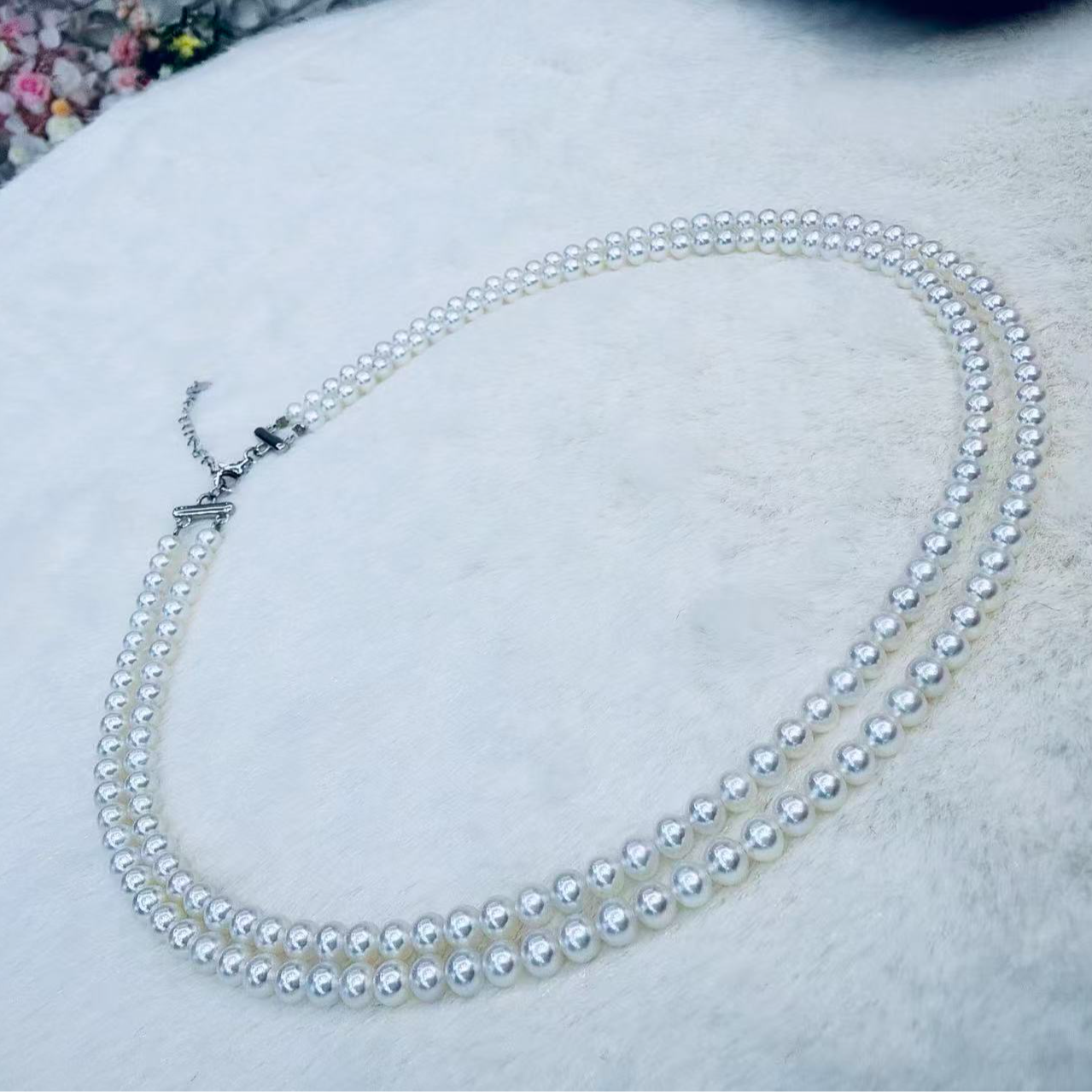 “双排”极光baby珍珠4-5mm项链  S925银 2648H00DY