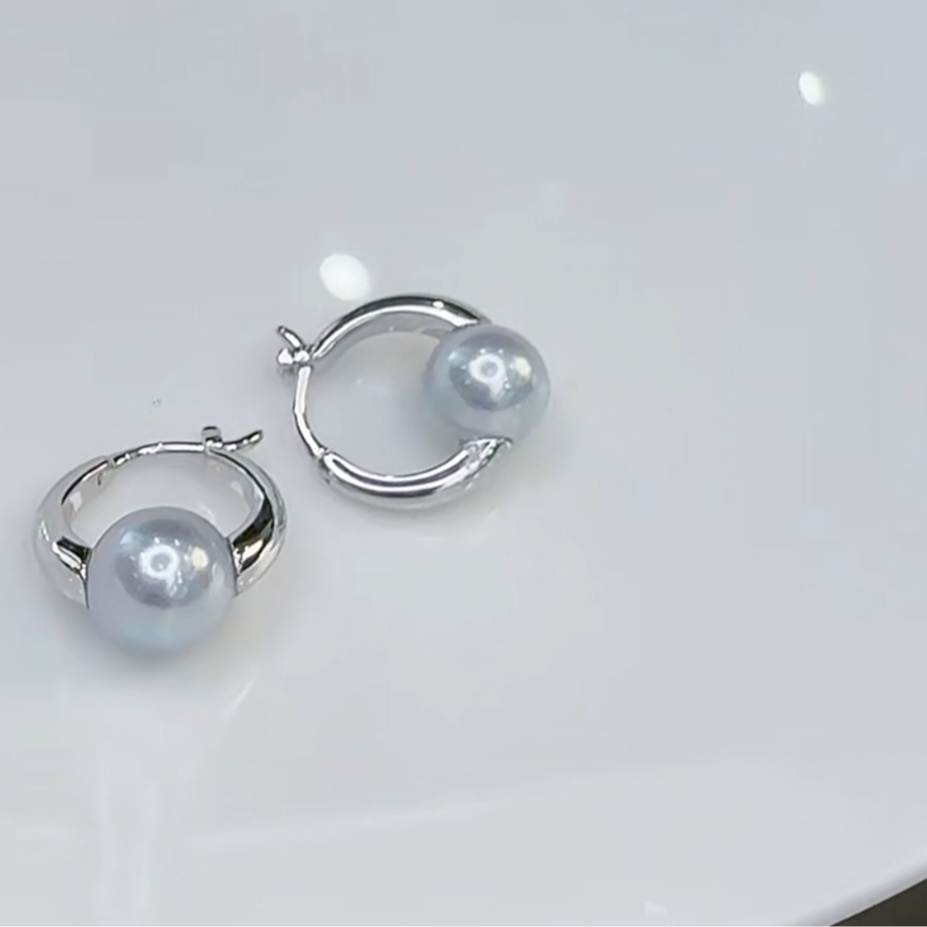 “牛角”真多麻珍珠耳环8-9mm 2646H00DY