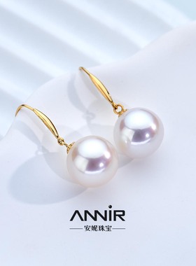 “龙珠耳环” 18K金 10-11mm 大白珠耳环  1175H00DY